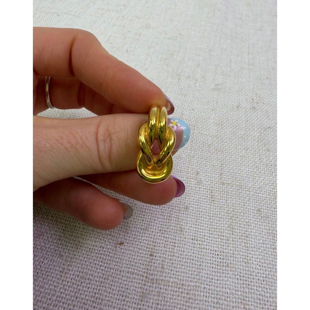 Hermes Gold Tone Knot Scarf Ring Size 10